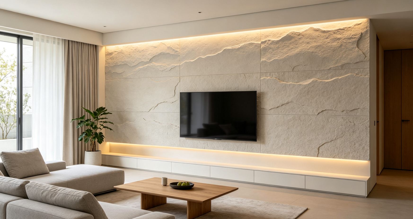 Application of Flexible Stone in the Living Room