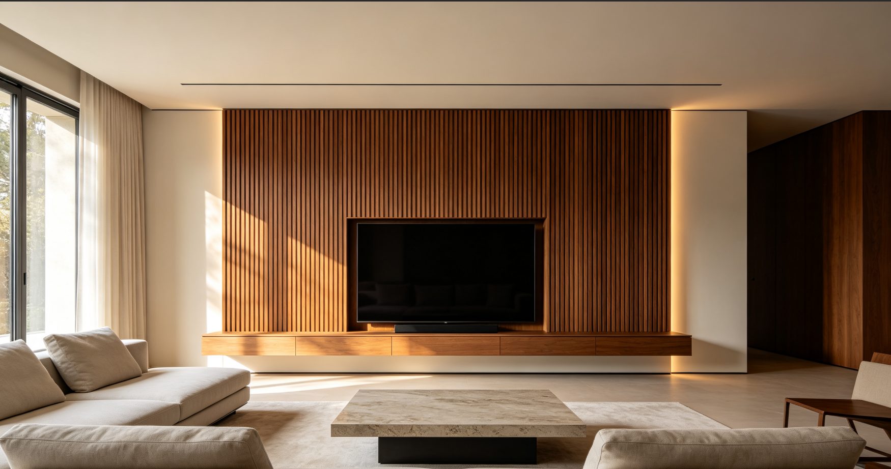 Application of Indoor WPC Fluted Wall Panels in the Living Room